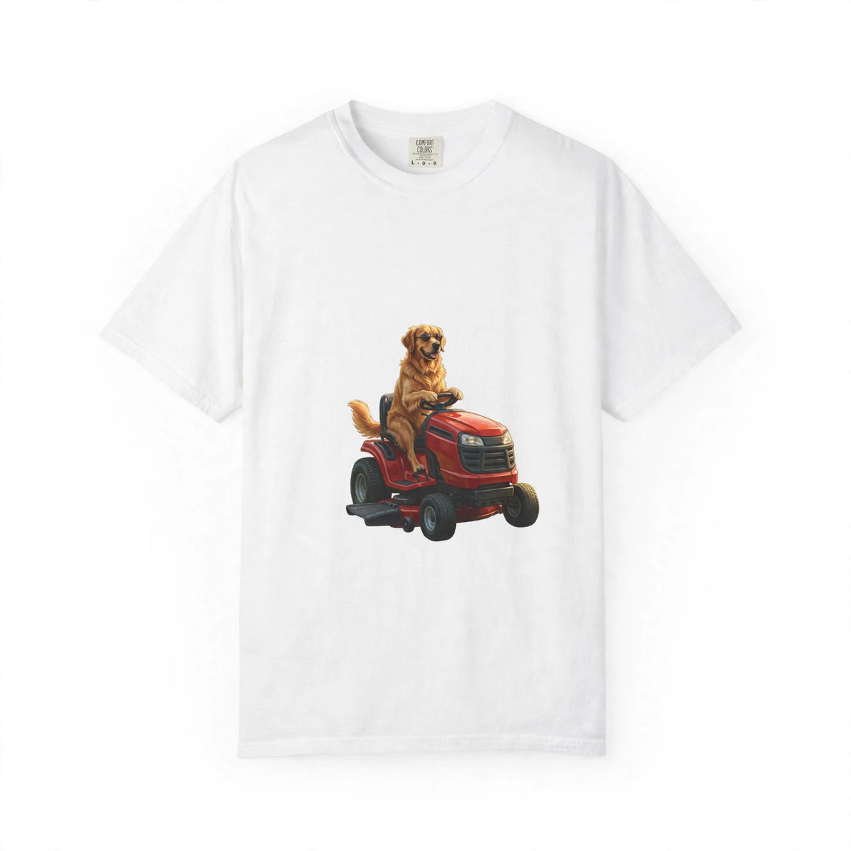 Golden Lawn Mower Tee | Funny Spring Dog Graphic Shirt