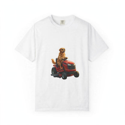 Golden Lawn Mower Tee | Funny Spring Dog Graphic Shirt