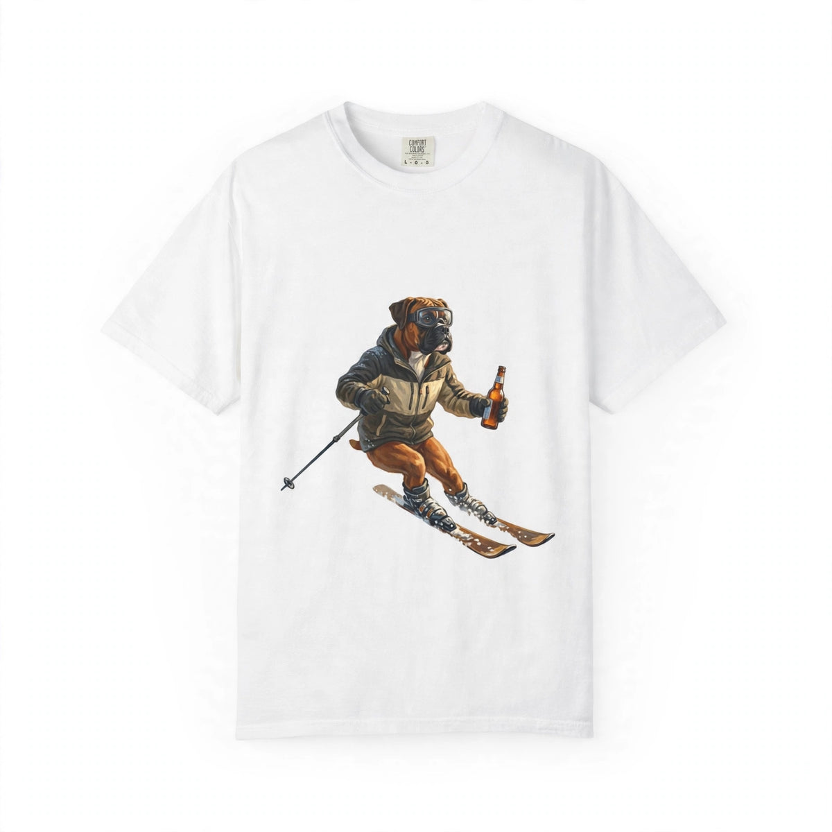 Boxer Skiing Tee | Funny Winter Dog Graphic Shirt