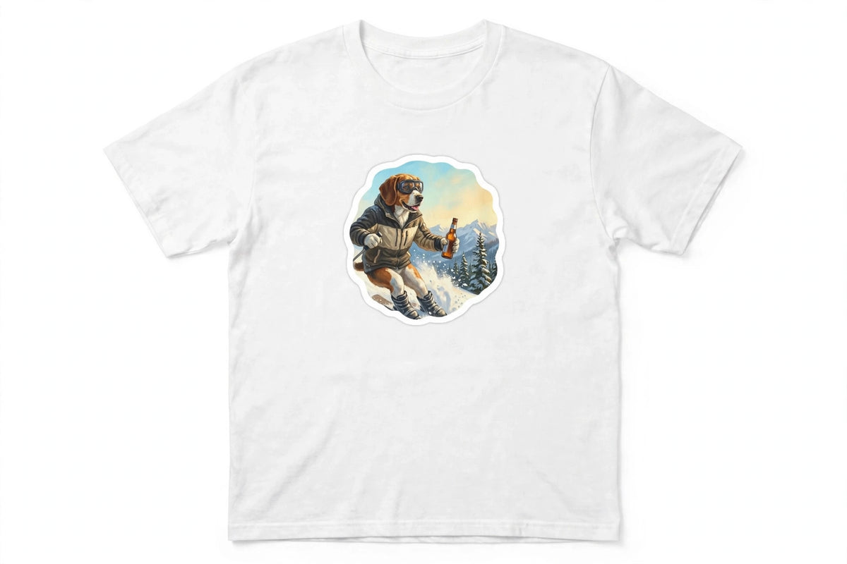Beagle Skiing Tee | Funny Winter Dog Graphic Shirt