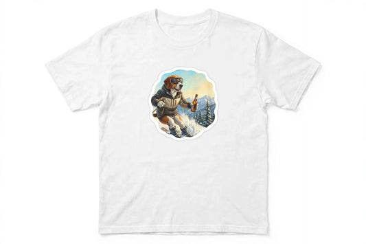 Beagle Skiing Tee | Funny Winter Dog Graphic Shirt