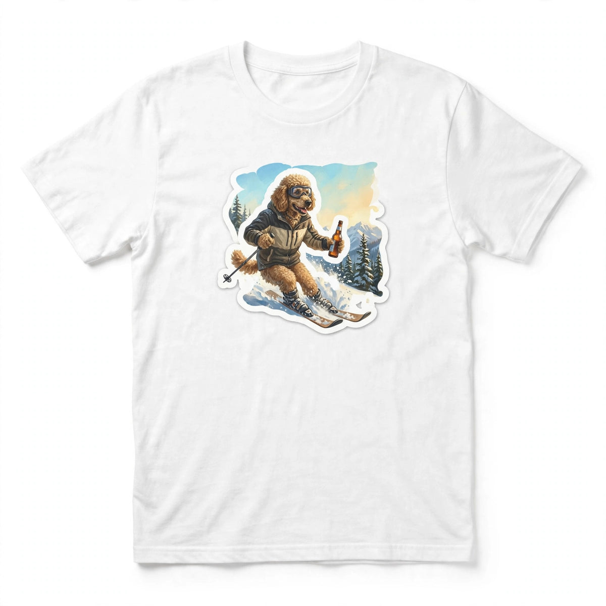 Poodle Skiing Tee | Funny Winter Dog Graphic Shirt